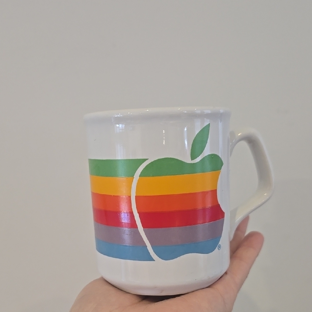 Vintage Original Apple Macintosh Computer Mug 1980s Full Rainbow Multicolor Mug